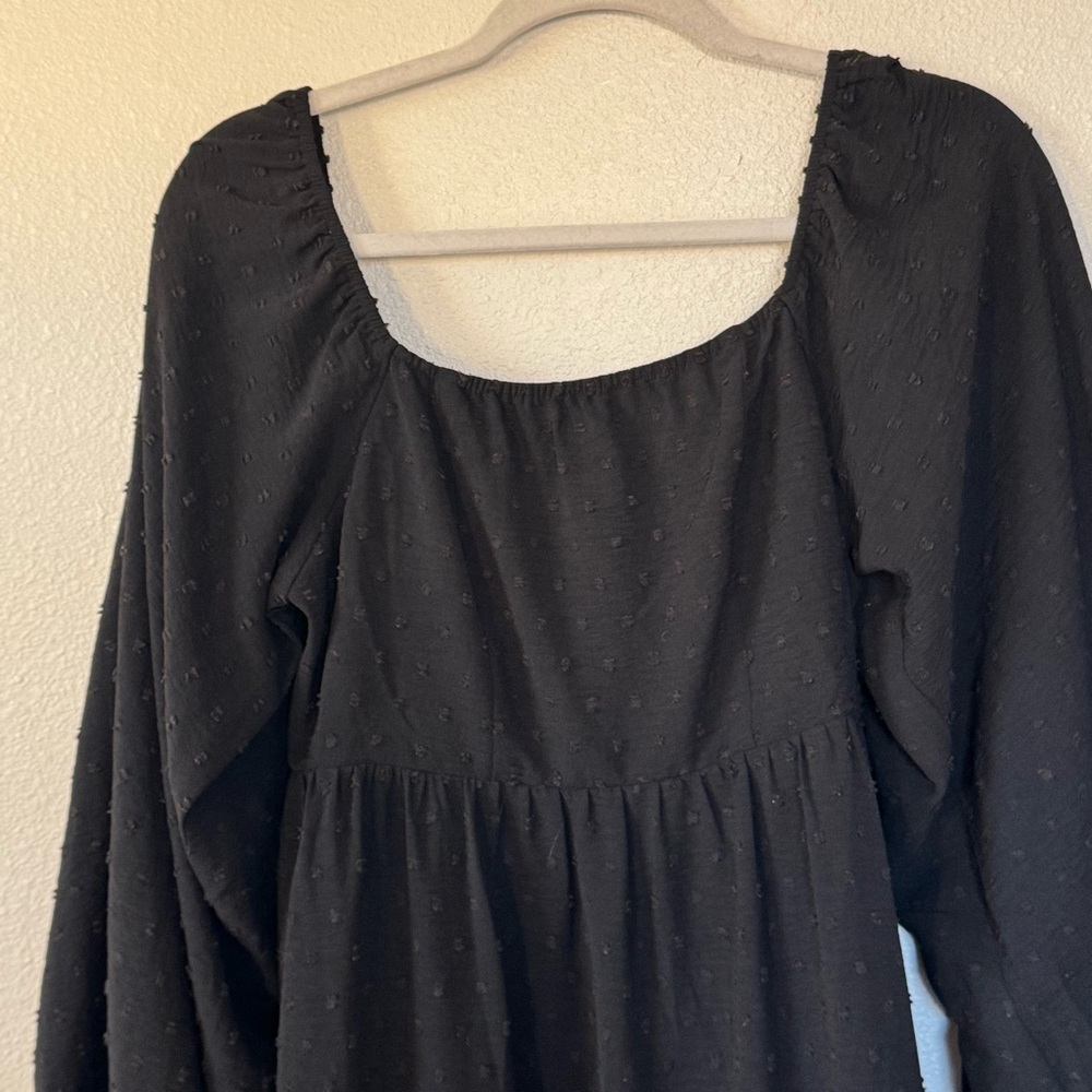 Hyfve Black Puff Sleeve Midi Dress Square Neck On Off Shoulder M - Picture 2 of 11